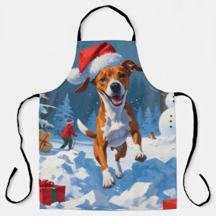 Basenji-Weihnachtsfest-Schneeszene Schürze