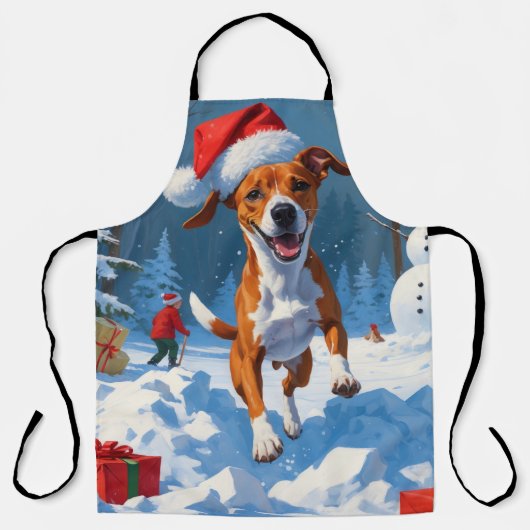 Basenji Weihnachtsfest Schneeszene Schürze (Vorderseite)