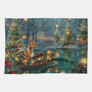 Basenji Weihnachtsfestliche Reise Geschirrtuch