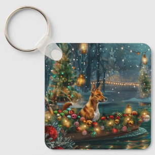Basenji Weihnachtsfestliche Reise Schlüsselanhänger
