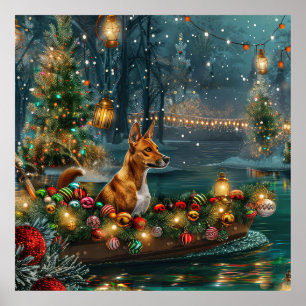 Basenji Weihnachtsfestreise Poster