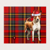 Basenji Weihnachtshund Rot und Grün Urlaub Kariert (Außenseite Aufgefaltet)