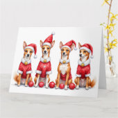 Basenji-Weihnachtskleid mit Santa-Hut Karte (Gelbe Blume)