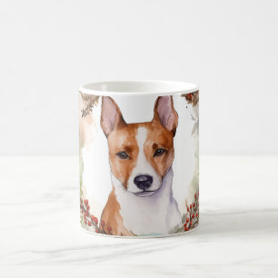 Basenji-Weihnachtskranz Festiver Hund Kaffeetasse