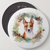 Basenji Weihnachtskraut Festliche Jungfrau Button (Vorne & Hinten)