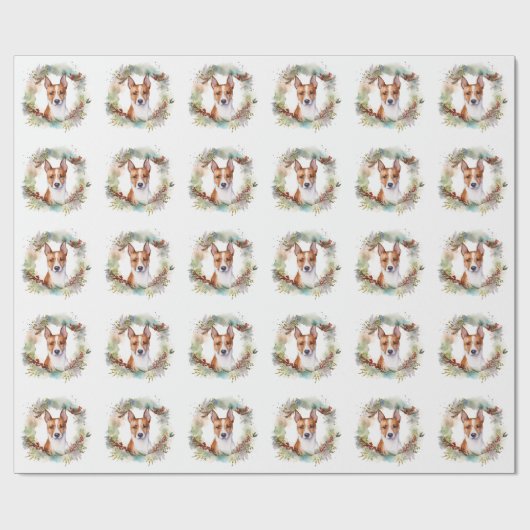 Basenji Weihnachtskraut Festliche Jungfrau Geschenkpapier (Flach)
