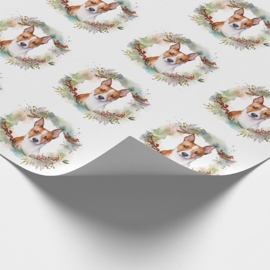 Basenji Weihnachtskraut Festliche Jungfrau Geschenkpapier (Ecke)
