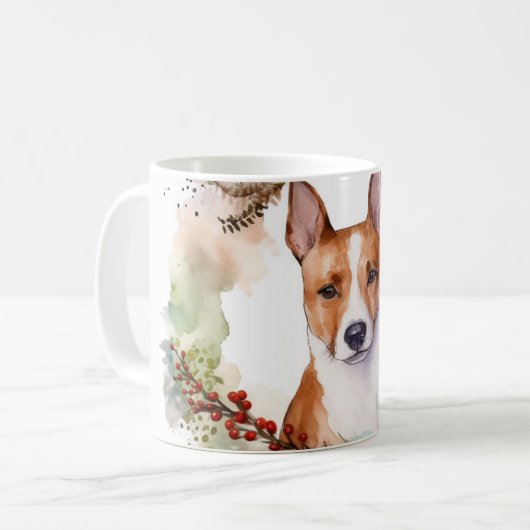 Basenji Weihnachtskraut Festliche Jungfrau Kaffeetasse (Vorderseite Links)