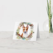 Basenji Weihnachtskraut Festliche Jungfrau Karte (Vorderseite)