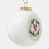 Basenji Weihnachtskraut Festliche Jungfrau Keramik Kugel-Ornament (Links)