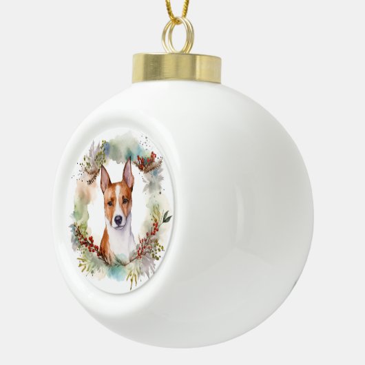 Basenji Weihnachtskraut Festliche Jungfrau Keramik Kugel-Ornament (Rechts)
