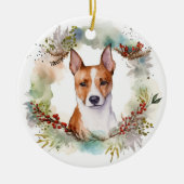 Basenji Weihnachtskraut Festliche Jungfrau Keramik Ornament (Vorne)