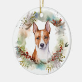Basenji Weihnachtskraut Festliche Jungfrau Keramik Ornament (Links)