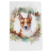 Basenji Weihnachtskraut Festliche Jungfrau Mittlere Geschenktüte (Vorderseite)