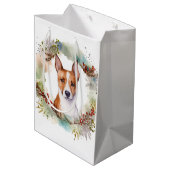 Basenji Weihnachtskraut Festliche Jungfrau Mittlere Geschenktüte (Rückseite Schrägansicht)