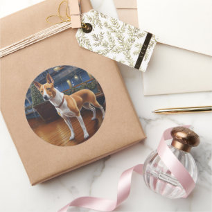 Basenji Weihnachtskreuzfahrt: Tolles Weihnachtsver Runder Aufkleber