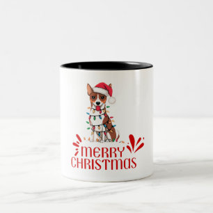 Basenji Weihnachtslicht Weihnachten Weihnachten We Zweifarbige Tasse