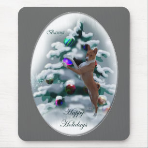 Basenji Weihnachtspenden Mousepad