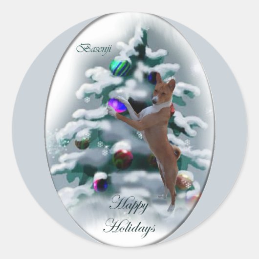 Basenji Weihnachtspenden Runder Aufkleber (Vorderseite)