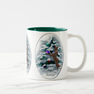 Basenji Weihnachtspenden Zweifarbige Tasse