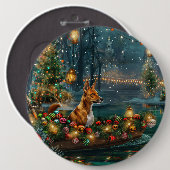 Basenji Weihnachtsreise Button (Vorne & Hinten)