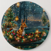 Basenji Weihnachtsreise Button (Vorderseite)
