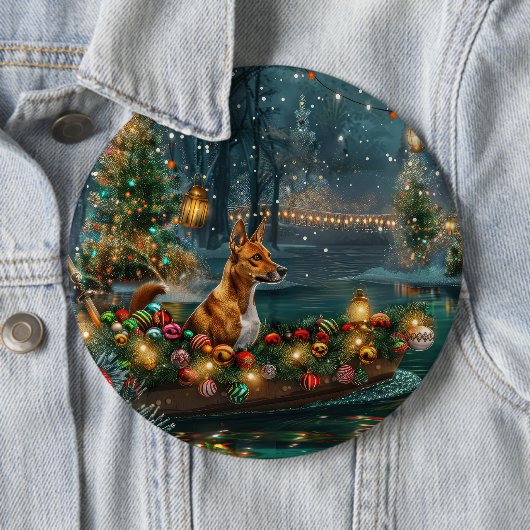 Basenji Weihnachtsreise Button (Beispiel)