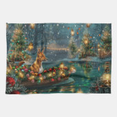 Basenji Weihnachtsreise Geschirrtuch (Horizontal)