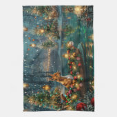 Basenji Weihnachtsreise Geschirrtuch (Vertikal)