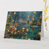 Basenji Weihnachtsreise Karte (Gelbe Blume)