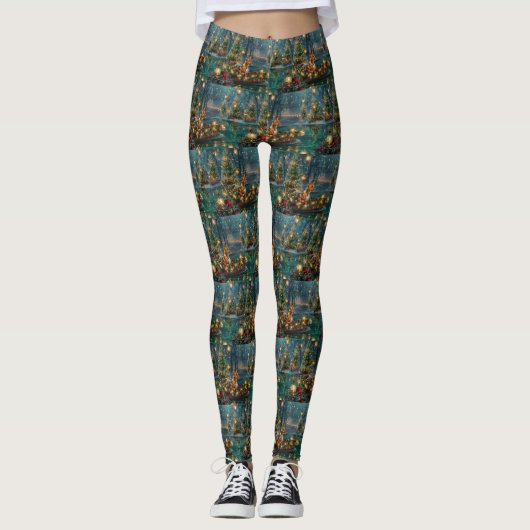Basenji Weihnachtsreise Leggings (Vorderseite)