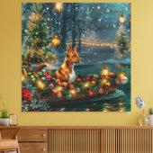 Basenji Weihnachtsreise Leinwanddruck (Insitu (Wohnzimmer))