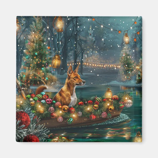 Basenji Weihnachtsreise Magnet (Vorne)