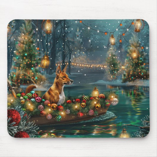 Basenji Weihnachtsreise Mousepad (Vorne)