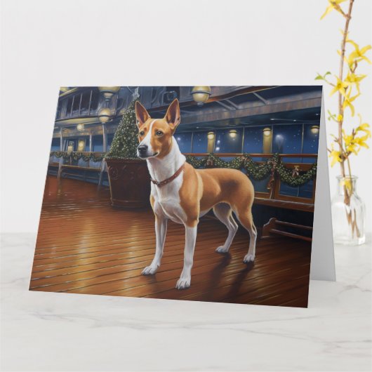 Basenji Weihnachtsreise: Pawsome Holiday Delight Karte (Gelbe Blume)