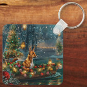 Basenji Weihnachtsreise Schlüsselanhänger (Rückseite)