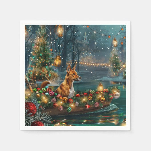 Basenji Weihnachtsreise Serviette (Vorderseite)