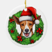 Basenji-Weihnachtsschrei Keramik Ornament (Hinten)