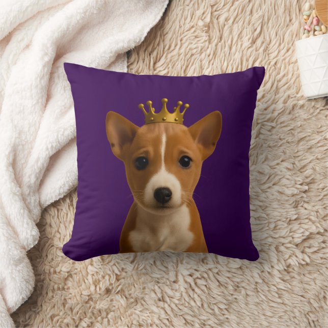 Basenji Welpe in Goldkrone Niedlich Kissen (Decke)