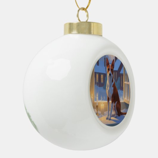 Basenji With Christmas Lights Holiday Keramik Kugel-Ornament (Links)