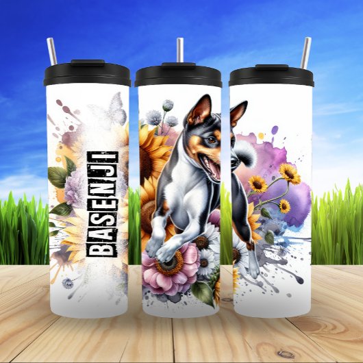 Basenjis dynamische Blumenenergie Thermosbecher