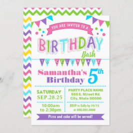 Bash Children Party Rosa Aquamarin Lila Einladung