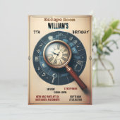 Bash Clue Spy Escape Room 7. Geburtstag Einladung (Stehend Vorderseite)