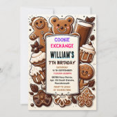Bash niedlich Food Kinder Cookie Exchange 7. Gebur Einladung (Vorderseite)