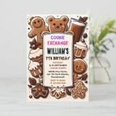 Bash niedlich Food Kinder Cookie Exchange 7. Gebur Einladung (Stehend Vorderseite)