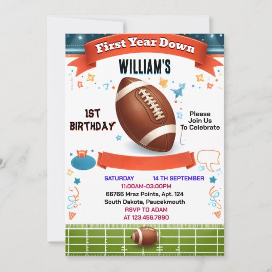 Bash Sports Children Jungs Ticket Fußball 1. Gebur Einladung (Vorderseite)