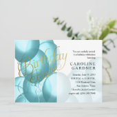 Bash Turquoise Balloons jeden Farbrücken Einladung (Stehend Vorderseite)