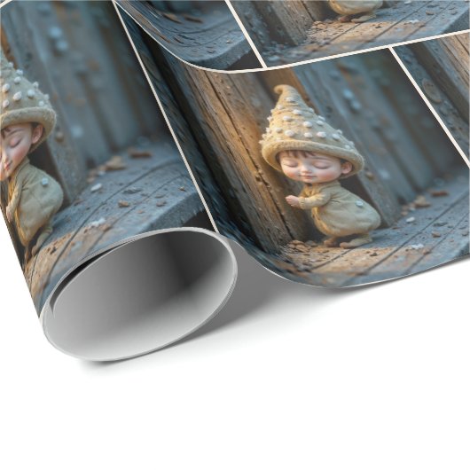 Bashful Munchkin Standing By a Door Geschenkpapier (Rolleneckpunkt)