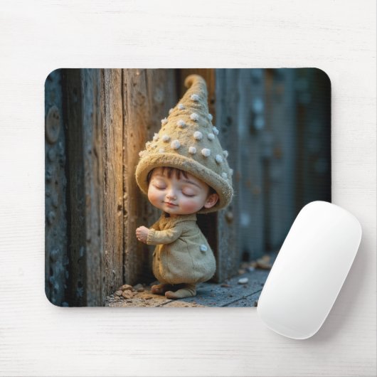 Bashful Munchkin Standing By a Door Mousepad (Mit Mouse)