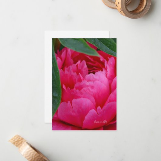 Bashful Pink Peony Mitteilungskarte (Vorderseite/Rückseite Beispiel)